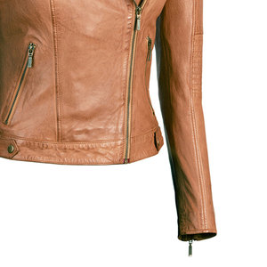 Elegante Chaqueta de Invierno de Cuero Genuino para Mujer con Cuello Alto, Colores Personalizados, Tejido Transpirable de Alta Calidad, OEM - Product Image 6