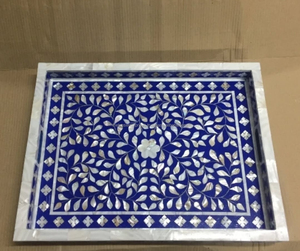 Plateau de service en os rouge et blanc incrusté pour thé café et fruits, plateau de teinture en os incrusté d'os pour la maison, véritable plateau en os élégant - Product Image 3