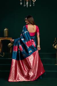 Saris en soie Banarasi authentiques en gros, saris indiens traditionnels aux motifs riches et finition lustrée, commandes en gros bienvenues - Product Image 5