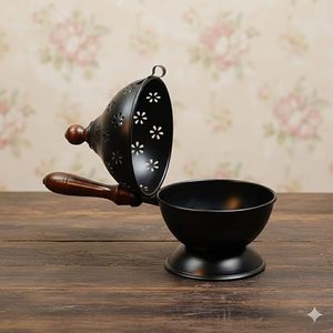 Elegant Religious Metal Aroma <b>Burner</b> with Incense and Aroma <b>Oils</b> Hand-made & Eco-Friendly for Bedroom and Living Area - Product Image 1