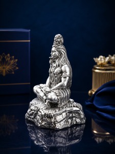 Jaipur Metals - Ídolo de Mahadev Chapado en Plata Oxidada 999 |   Estatua del Dios Shiva 100% en Latón |   Regalo de Inauguración de Casa o Pooja |   5x5.5x7cm - Product Image 5