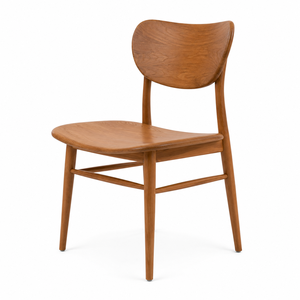 Chaise de salle à manger moderne en teck massif avec dossier en forme de bouclier |   Chaise de salle à manger scandinave en bois stable et imperméable - Product Image 3