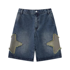 Shorts en jean déchirés pour homme, coupe large et décontractée, style streetwear, haute qualité, design estival personnalisé - Product Image 1