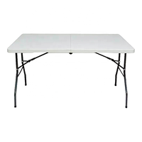 Table pliante portable 5FT avec plateau HDPE facile à nettoyer, idéale pour le bureau, le camping, le jardin, les banquets, la terrasse, avec structure en acier thermolaqué.