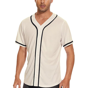 Maillot de baseball classique à base de crème avec bordure noire, en maille polyester vierge, pour le sport, vente en gros, haut de gamme - Product Image 3