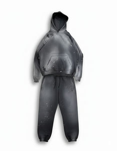 Ensemble de survêtement personnalisé en strass délavé à l'acide, en molleton 100 % coton épais, coupe oversize, style streetwear vintage unisexe - Product Image 1