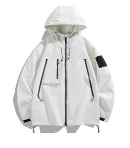 Unisex Half <b>Zip</b> <b>Hooded</b> Windproof Oversized Jacket Solid Color Casual Streetwear 100% Polyester Winter Wear - Product Image 3