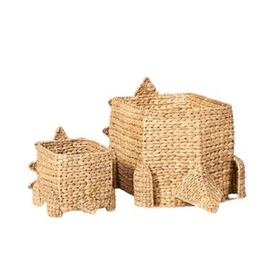 <b>Small</b> Dinosaur Water Hyacinth <b>Storage</b> <b>Basket</b> Woven Triceratops Toy Organizer Bin Cute Dino Kids Nursery Hamper - Product Image 2