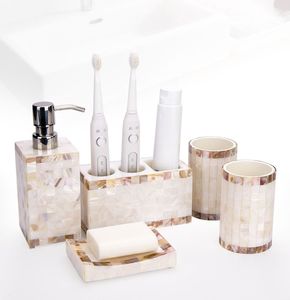 Elegante Colección de Accesorios para Baño en Nácar para Interiores Contemporáneos de Hoteles, Resorts y Spas - Product Image 1