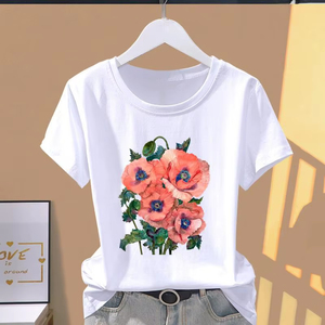 Nouveau T-shirt décontracté à manches courtes pour femme, imprimé papillon, tendance 2026, en coton - Product Image 5