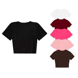 เสื้อครอปแขนสั้นทรงเข้ารูปสำหรับผู้หญิง สไตล์สตรีทแวร์ เป็นมิตรต่อสิ่งแวดล้อม ระบายอากาศได้ดี พิมพ์ลาย เสื้อยืดครอปฤดูร้อน รับผลิตแบบ OEM ขายส่ง - Product Image 4