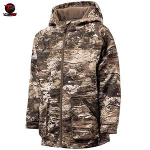 Sudadera con capucha de forro polar pesado para caza, para jóvenes y hombres, con cremallera completa, camuflaje Rock Bark, capucha elástica y doble solapa frontal - Product Image 2
