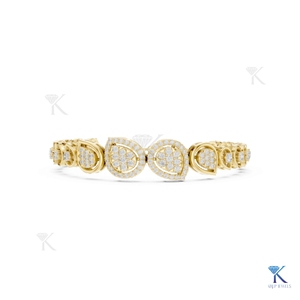 Luxury 14K <b>Solid</b> <b>Gold</b> Unisex Tennis Bracelet Brilliant Cut Lab Grown Diamond Centerpiece Halo Side Diamonds Party Gift - Product Image 5
