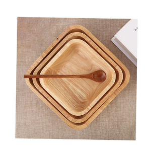 Square Wooden Fruit Salad Bowl Fruit Cake Snack Plates Tableware Simple Tea Dessert Snack bowl use for sale - Product Image 1