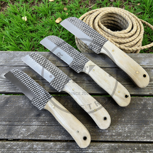 Cuchillo de caza estilo vaquero occidental hecho a mano OEM, hoja de acero raspado, mango de hueso de camello, grado industrial, 3 años de garantía AR - Product Image 5