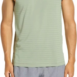 เสื้อกล้ามคอกลมสีเขียวอ่อนสำหรับผู้ชาย ผ้าฝ้าย 100% ระบายอากาศได้ดี ลายถัก 3 มิติ สไตล์ลำลอง - Product Image 4