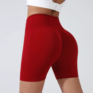 Women's High Waist Ruched Butt Yoga Shorts Solid Color Seamless Breathable Four-Way Stretch Spandex/Nylon Elastic Waist Workout - Product Image 5