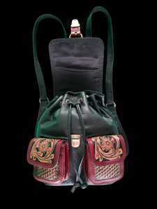 New Hand <b>Tooled</b> Genuine Leather <b>Backpack</b> Floral Design Embossed Bohemian Style Softback Detachable Strap Unisex Multi Functional - Product Image 6