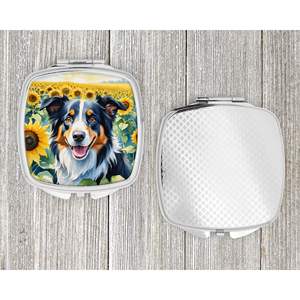 Border Collie Tournesols Miroir de maquillage de voyage compact Poche pliante pour femmes et filles Idées cadeaux décoratives - Product Image 4