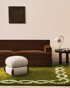 Modern <b>Rug</b> <b>Green</b> <b>Gold</b> Hand Tufted Wool Modern Solid Color Cut High Pile Handmade Durable Washable Picnic <b>Rug</b> Living Room - Product Image 2