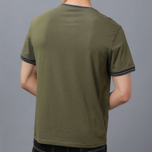 T-shirt en coton oversize vierge pour homme avec logo personnalisé, bordure côtelée contrastante, manches courtes, haut décontracté – Fabricant, usine, fournisseur OEM ODM - Product Image 4