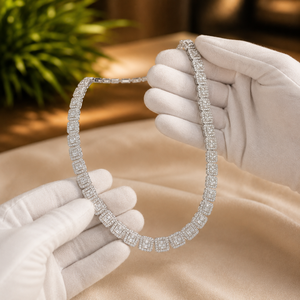 Collar de Plata de Ley 925 con Moissanita, Corte Esmeralda, Engaste de Canal, Diamantes, Lujoso Collar de Compromiso Nupcial - Product Image 5
