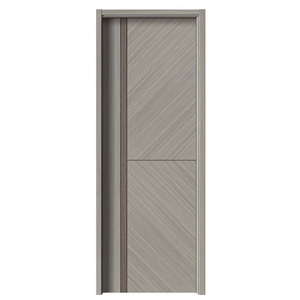 ประตูไม้ MDF แบบแผ่นเรียบสไตล์ฝรั่งเศสสำหรับห้องนอน ห้องรับประทานอาหาร วิลล่า ตกแต่งภายใน  ฟิล์ม PVC กันน้ำ กันเสียง ปรับแต่งขนาดและสีได้ - Product Image 1