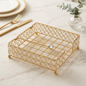 Porta Servilletas de Latón de Alta Calidad, Diseño de Alambre Dorado Sólido, Accesorio Decorativo para Mesa de Cocina, Porta Papel de Latón - Product Image 5