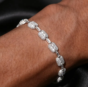 Bracelet à maillons en argent sterling 925 avec moissanite, 7 mm, maillons cubiques effet glacé, bijoux pour homme et femme, cadeau - Product Image 3