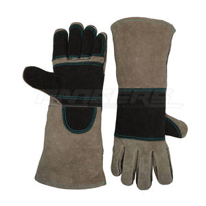 Gants de soudage en cuir de vachette noir et gris, gants de sécurité industriels de 16 pouces, résistants à la chaleur, vente en gros - Product Image 6