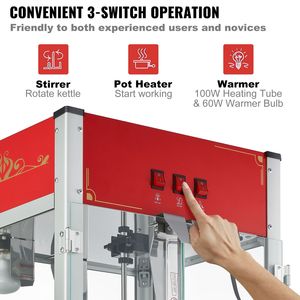Macchina per Popcorn da Banco 1440W, Pentola da 12 Oz in Vetro Temperato, Capacità 80 Tazze/Lotto, per Mais Crudo da 8 Oz, Perfetta Macchina per Popcorn - Product Image 5