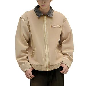 เสื้อแจ็คเก็ตคอร์ดูรอยผู้ชาย แขนยาว ปกคอพับ ติดซิป สีพื้น สไตล์ลำลอง สำหรับฤดูใบไม้ร่วง ผ้าฟอก - Product Image 6