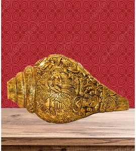 Sculpture traditionnelle Shankh en laiton avec support pour décoration de table, idées cadeaux pour la maison, prix de gros, sculptures indiennes - Product Image 3