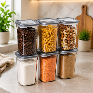 1000ML Clear Plastic <b>Pantry</b> Storage Container with Secure Lid for Rice, Flour, Sugar & <b>Kitchen</b> Essentials - Product Image 1