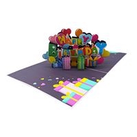 Tarjeta de Cumpleaños 3D Pop-up Personalizada Hecha a Mano, con Regalos y Globos, Impresión Offset, Superventas 2025