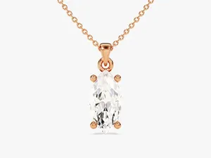Solitaire Marquise Moissanite Charm <b>Pendant</b> Women's Tishya Diamond 14K Yellow <b>Gold</b> Luxury Jewelry - Product Image 1