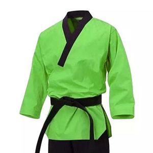 Green Taekwondo Uniform 100% Cotton <b>Athletic</b> Fit Adult Unisex Martial Arts Wear Breathable Durable Plain Dyed One-Piece 400g - Product Image 2