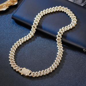 Collar de cadena cubana con dijes para mujer, estilo hip hop, con incrustaciones de moissanita VVS, de plata de ley, chapado en plata - Product Image 2