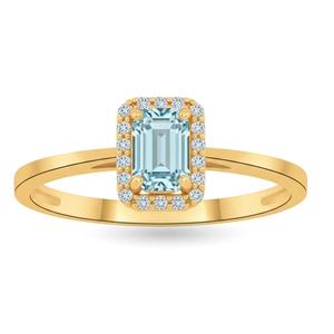 แหวนเพชรทรงเอเมอรัลด์ประดับอะความารีนและเพชรแล็บ ดีไซน์แบบเบเซลเซ็ตติ้ง  ทองคำขาว 14k  สำหรับผู้หญิง  สามารถปรับแต่งได้ - Product Image 2