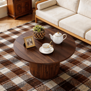 Modern 27.5-Inch Diameter <b>Circular</b> <b>Coffee</b> <b>Table</b> with Practicality Home Aesthetics MDF Material for Interiors - Product Image 4