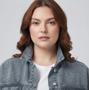 Plus Size Fashion Wear <b>Denim</b> <b>Crop</b> <b>Jackets</b> Women Outwear Washed <b>Denim</b> Trucker <b>Crop</b> <b>Jacket</b> Women's - Product Image 2