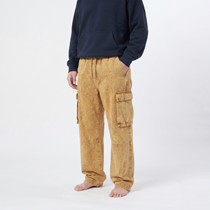 Pantalon de jogging cargo ample en coton délavé à l'acide pour homme, coupe décontractée, multi-poches, style streetwear, qualité supérieure - Product Image 3