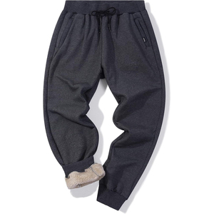 Wholesale Men's Dark Gray Fleece Jogger Sweatpants Elastic Waist <b>Drawstring</b> Side Pockets Casual Winter Joggers Heavyweight - Product Image 1