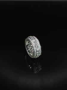Moissanite Iced Out Wide Band <b>Ring</b> Luxury Pave Three Row Statement Wedding Jewelry for <b>Men</b> Women - Product Image 2