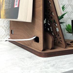 Wooden <b>Bookend</b> With Cup Holder And Sunglasses Tray Rustic Design For Adults Irregular Shape Handcrafted Wood <b>Bookends</b> - Product Image 6