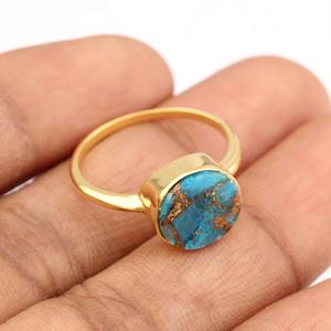 Blue Copper Turquoise Gemstone Eternity Vermeil <b>Ring</b> Custom Sterling <b>Silver</b> <b>Wedding</b> Jewelry <b>for</b> <b>Women</b> Manufacture Bezel <b>Wedding</b> - Product Image 3