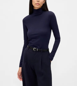 T-shirt côtelé à col roulé à manches longues pour femme, 95 % coton, 5 % élasthanne, 220 GSM, coupe ajustée, personnalisable avec logo OEM, vente en gros pour l'automne - Product Image 4