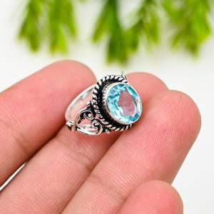 Bague en topaze bleue, argent 925, bijoux de luxe pour les occasions spéciales - Product Image 2