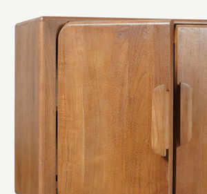 Aparador Pequeño Minimalista de Madera de Teca Maciza con Puertas Dobles, Almacenamiento Moderno para Comedor, Sala de Estar y Dormitorio - Product Image 5