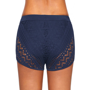 RTS Wholesale Price <b>Women</b> Hollow Out Knitted Swim Shorts With Drawstring Waist Breathable Fit Beach Shorts AI-BS-107 - Product Image 6